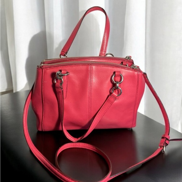 COACH PINK LEATHER SATCHEL TOTE SHOULDERBAG - Picture 2 of 13